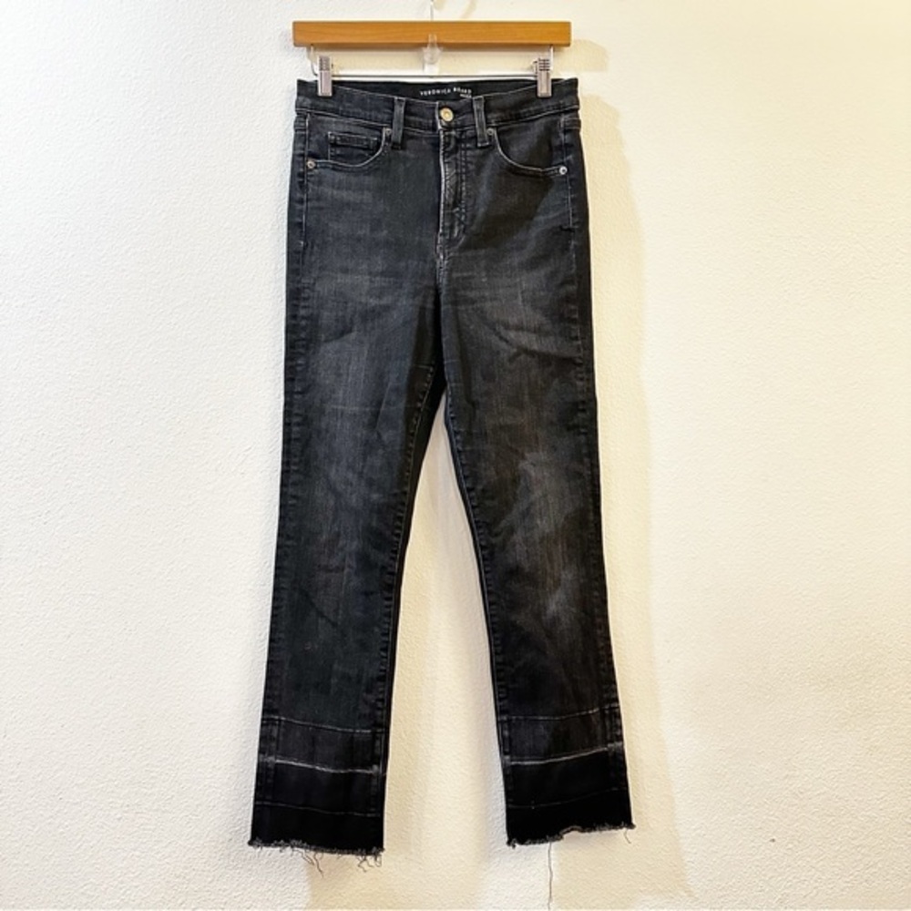 Veronica Beard Ryleigh Slim Straight High Rise Jeans Washed Onyx Size 28 - Picture 3 of 13